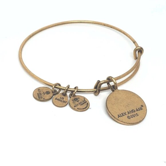Alex & Ani Adjustable Bangle Gold Tone Charm Bracelet - Picture 3 of 5